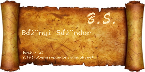 Bényi Sándor névjegykártya