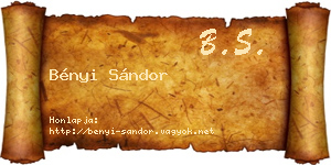 Bényi Sándor névjegykártya