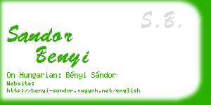sandor benyi business card