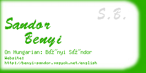 sandor benyi business card